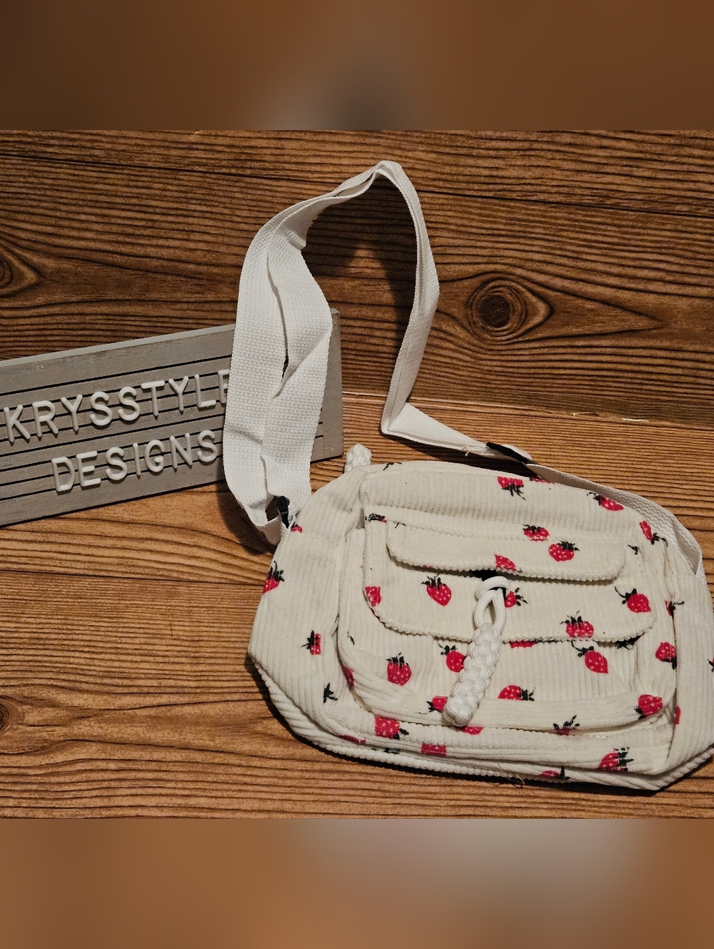 Strawberry Corduroy Bag -Small Purse Crossbody